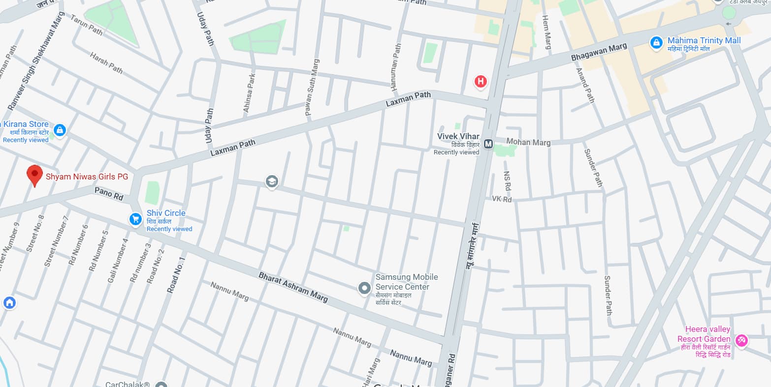 Girls pg in Vivek Vihar map with nearby landmarks